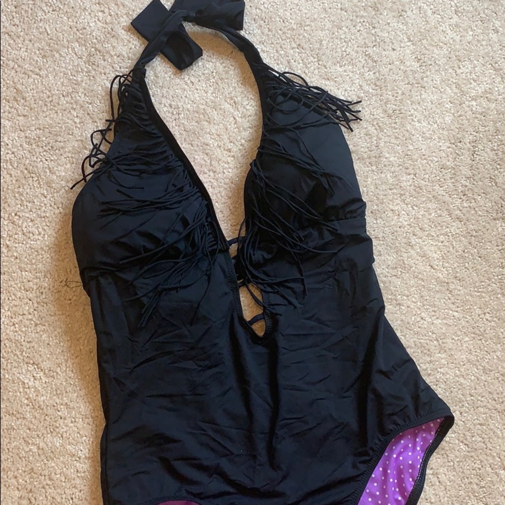 Black fringe swimsuit